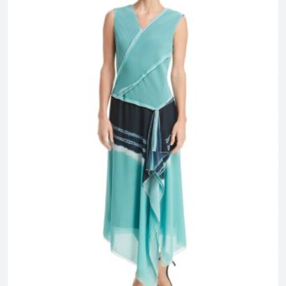 Donna Karan New York tie dye faux wrap asymmetrical dress sz 8 - Picture 6 of 8